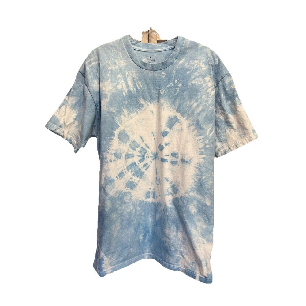 Stafford Classic Fit Blue/White Tie Dye Crew Neck Short Sleeve T-Shirt Size XL